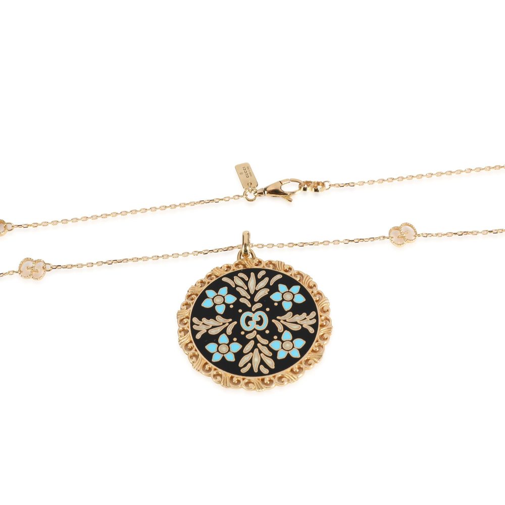 Gucci Iconic Floral Pendant on Chain with GG detail in 18K Yellow Gold - Picture 3 of 4